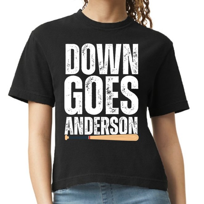 Down Goes Anderson Funny Baseball Comfort Colors Boxy T-Shirt