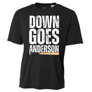 Down Goes Anderson Funny Baseball Cooling Performance Crew T-Shirt