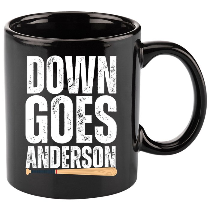 Down Goes Anderson Funny Baseball 11oz C Handle Ceramic Mug