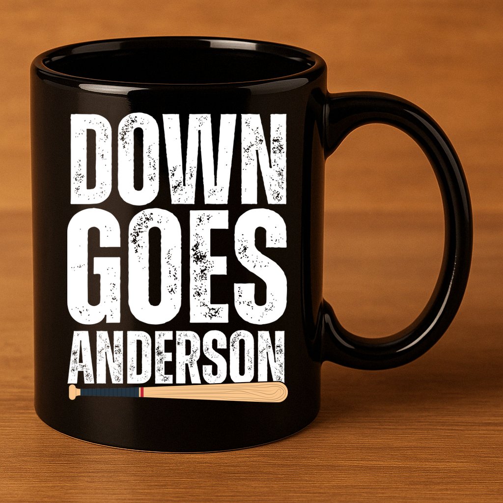 Down Goes Anderson Funny Baseball 11oz C Handle Ceramic Mug