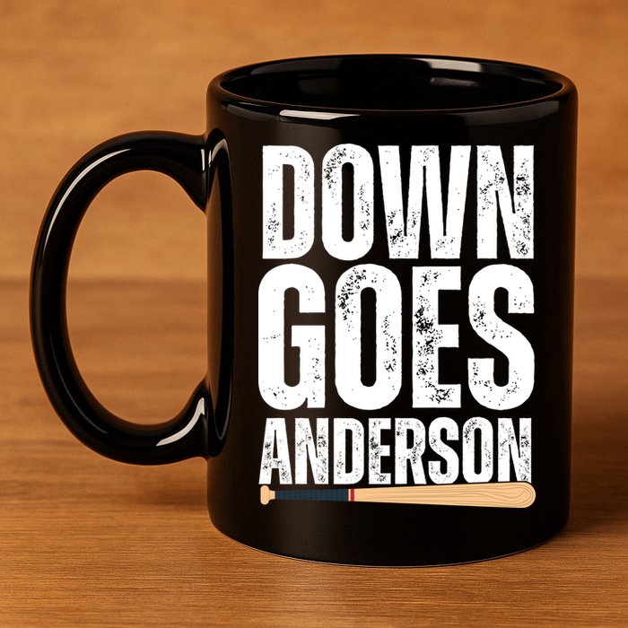 Down Goes Anderson Funny Baseball 11oz C Handle Ceramic Mug