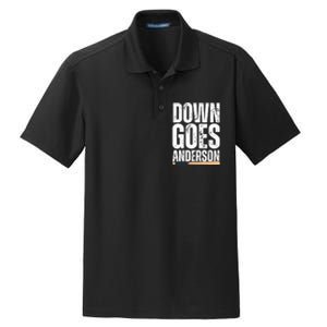 Down Goes Anderson Funny Baseball Dry Zone Grid Polo