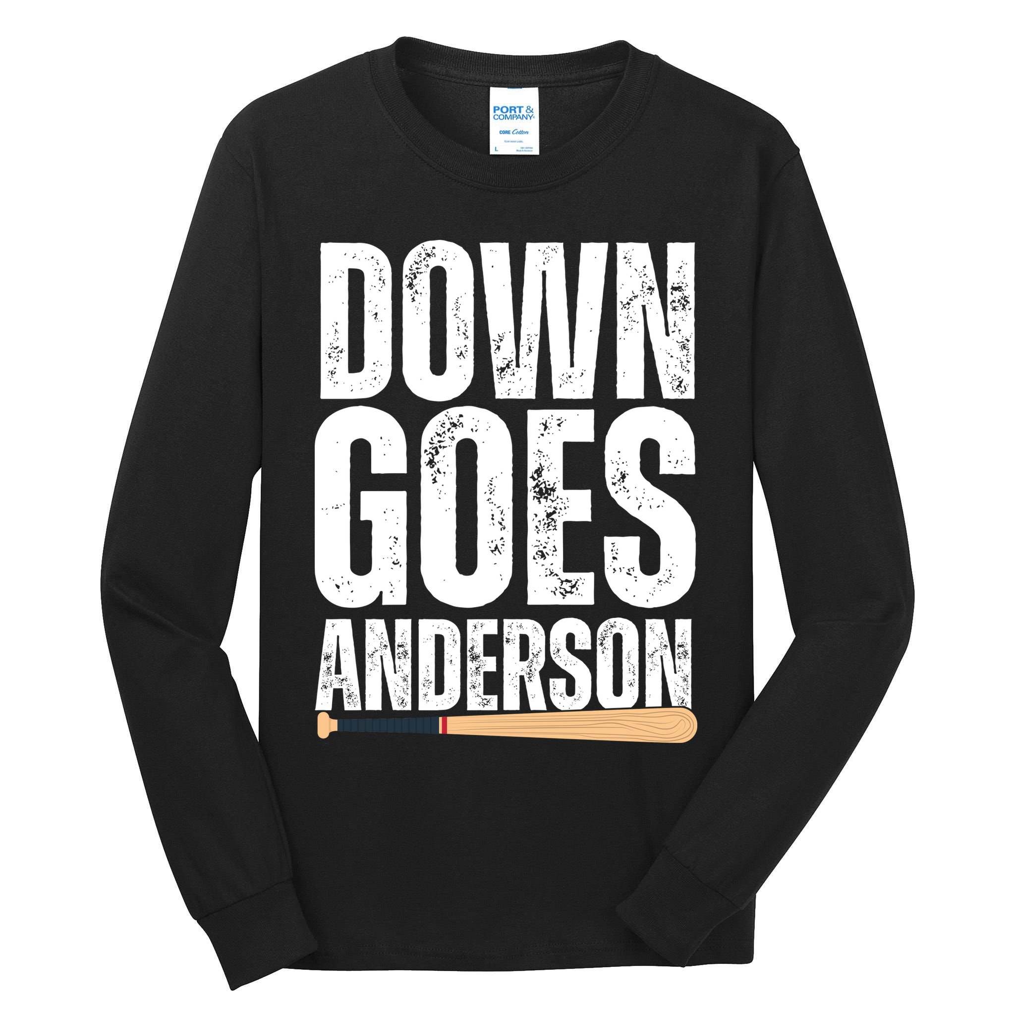 Down Goes Anderson Funny Baseball Tall Long Sleeve T-Shirt