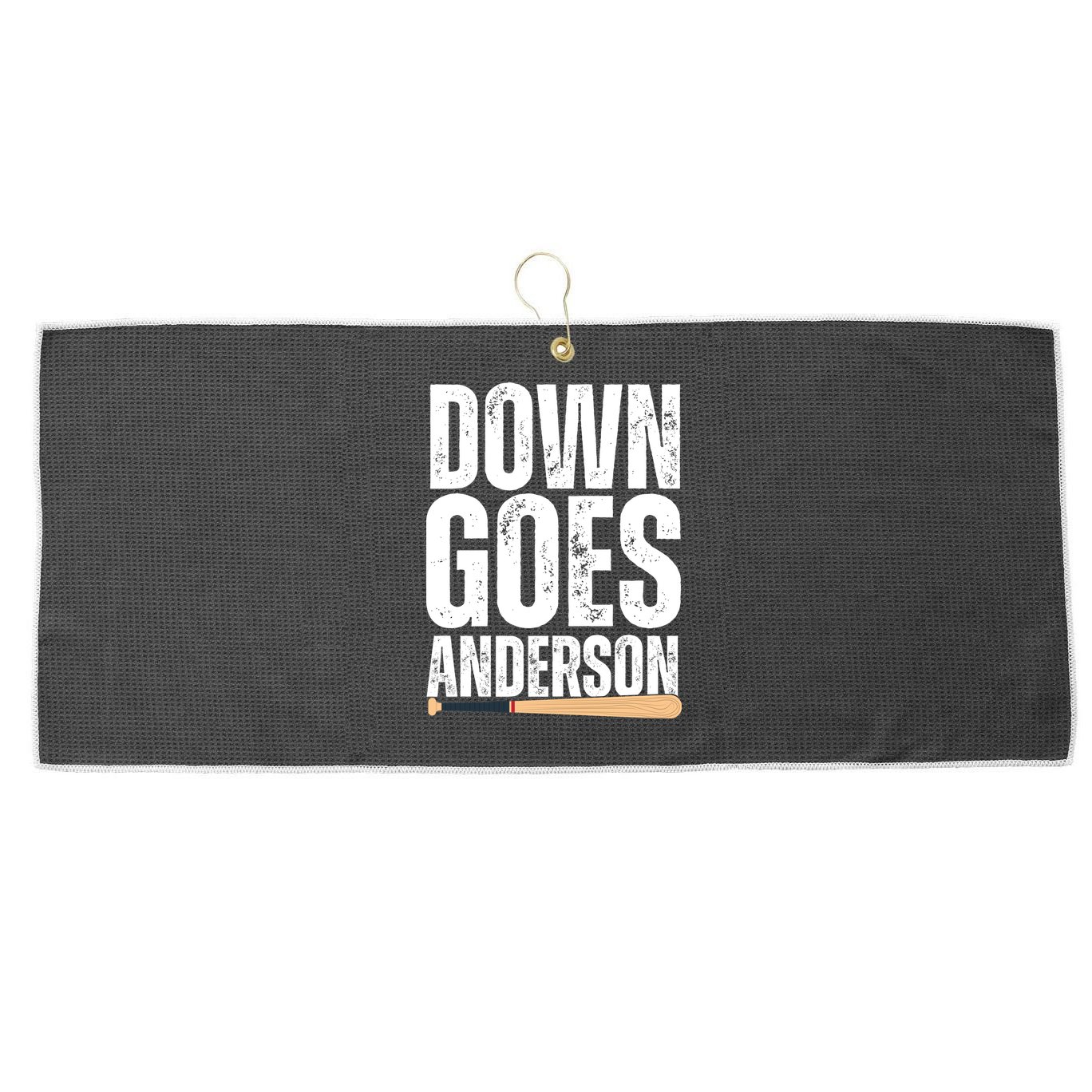 Down Goes Anderson Funny Baseball Large Microfiber Waffle Golf Towel