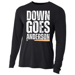 Down Goes Anderson Funny Baseball Cooling Performance Long Sleeve Crew