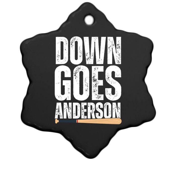 Down Goes Anderson Funny Baseball Ceramic Star Ornament