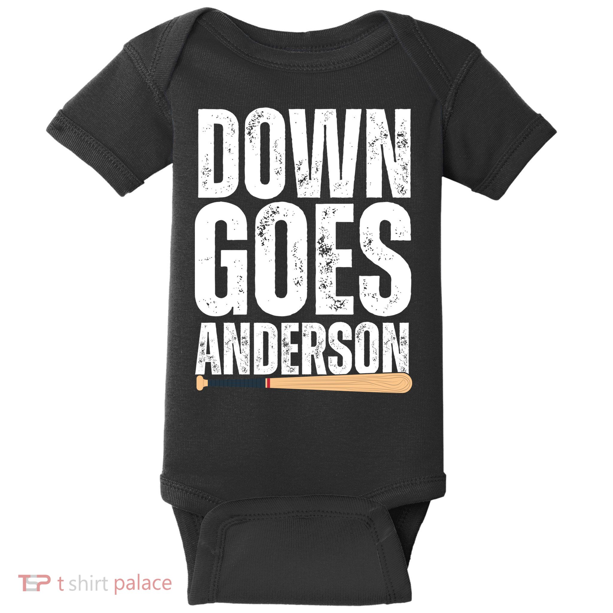 Down Goes Anderson Funny Baseball Baby Bodysuit
