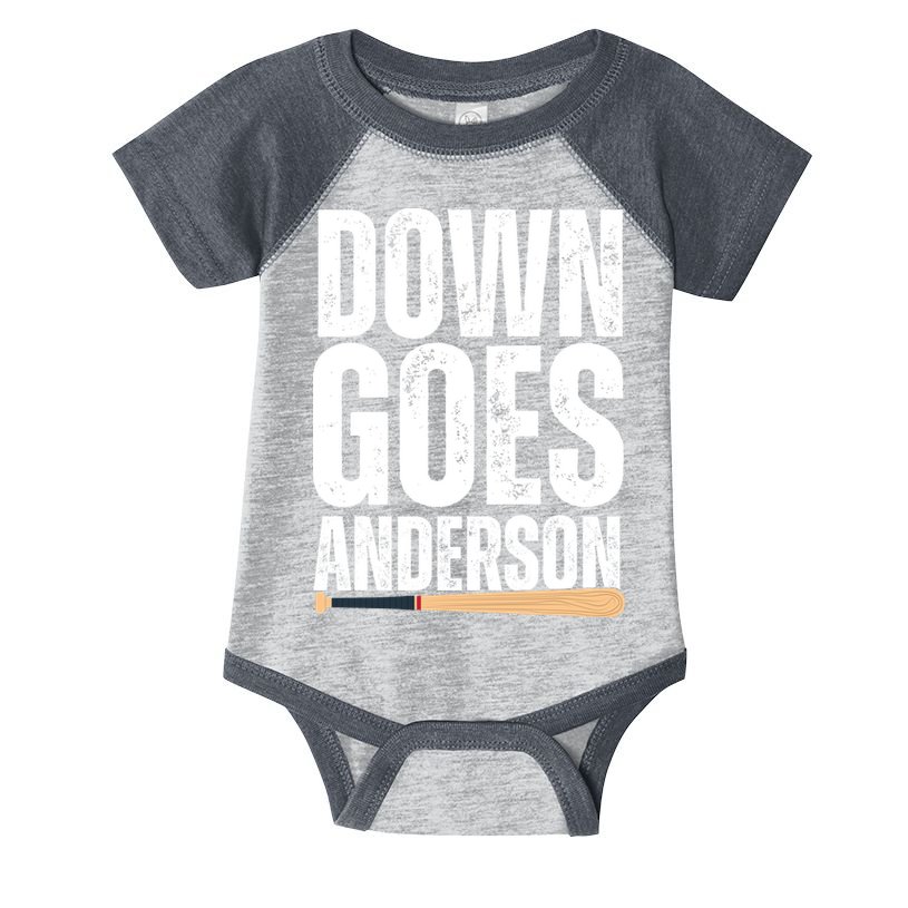 Down Goes Anderson Funny Baseball Infant Baby Jersey Bodysuit