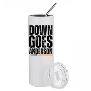 Down Goes Anderson Funny Baseball Stainless Steel Tumbler