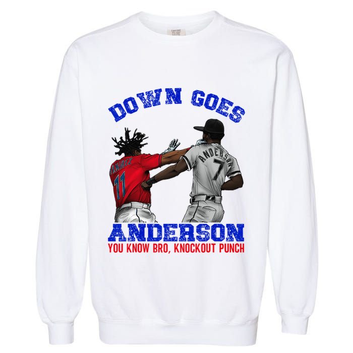 Down Goes Anderson You Know Bro Knockout Punch Garment-Dyed Sweatshirt