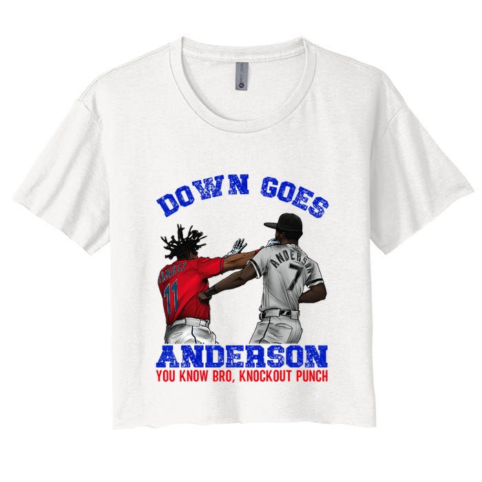 Down Goes Anderson You Know Bro Knockout Punch Women's Crop Top Tee