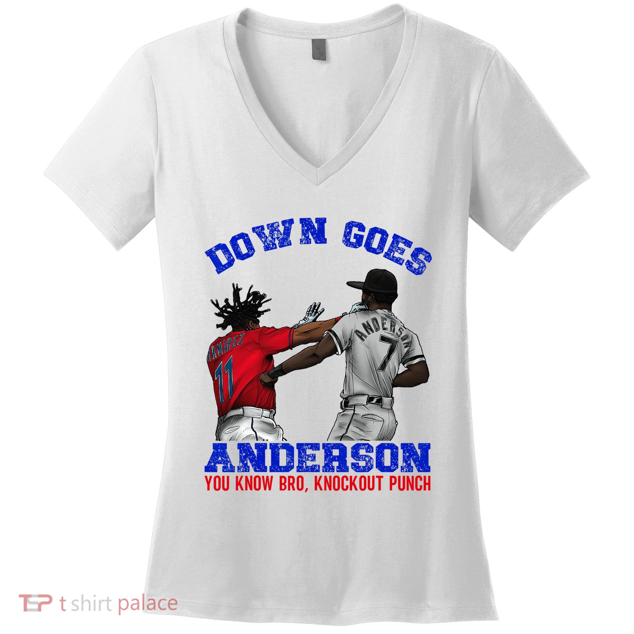 Down Goes Anderson You Know Bro Knockout Punch Women's V-Neck T-Shirt