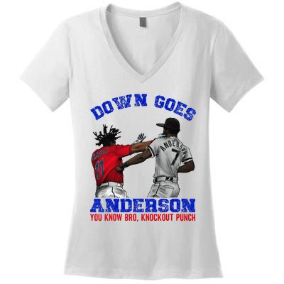 Down Goes Anderson You Know Bro Knockout Punch Women's V-Neck T-Shirt