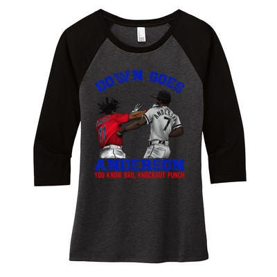 Down Goes Anderson You Know Bro Knockout Punch Women's Tri-Blend 3/4-Sleeve Raglan Shirt