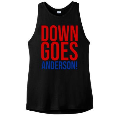 Down Goes Anderson Cleveland Vs Chicago Fight Baseball Ladies PosiCharge Tri-Blend Wicking Tank