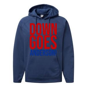 Down Goes Anderson Cleveland Vs Chicago Fight Baseball Performance Fleece Hoodie