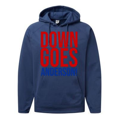 Down Goes Anderson Cleveland Vs Chicago Fight Baseball Performance Fleece Hoodie