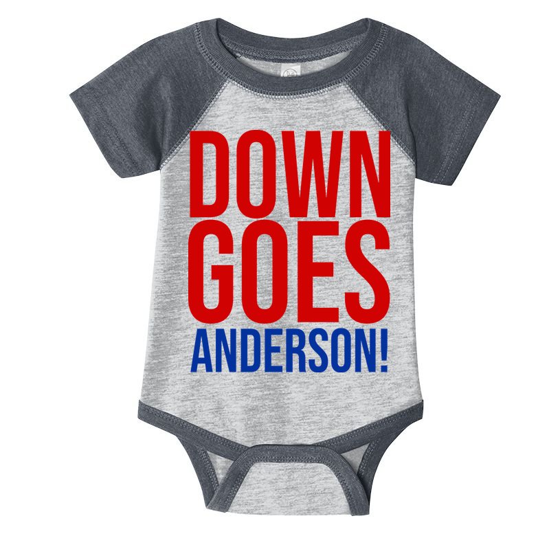 Down Goes Anderson Cleveland Vs Chicago Fight Baseball Infant Baby Jersey Bodysuit
