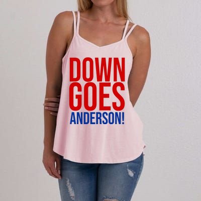 Down Goes Anderson Cleveland Vs Chicago Fight Baseball Women's Strappy Tank