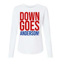 Down Goes Anderson Cleveland Vs Chicago Fight Baseball Womens Cotton Relaxed Long Sleeve T-Shirt