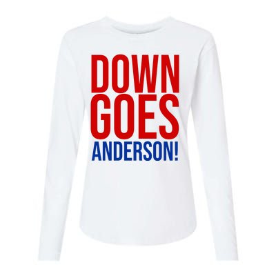 Down Goes Anderson Cleveland Vs Chicago Fight Baseball Womens Cotton Relaxed Long Sleeve T-Shirt