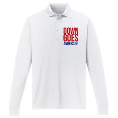 Down Goes Anderson Cleveland Vs Chicago Fight Baseball Performance Long Sleeve Polo