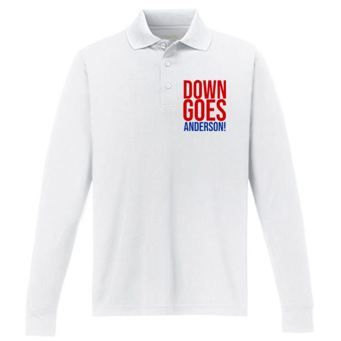 Down Goes Anderson Cleveland Vs Chicago Fight Baseball Performance Long Sleeve Polo