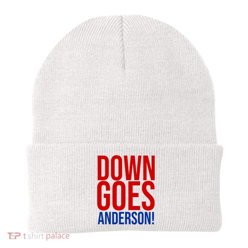 Down Goes Anderson Cleveland Vs Chicago Fight Baseball Knit Cap Winter Beanie