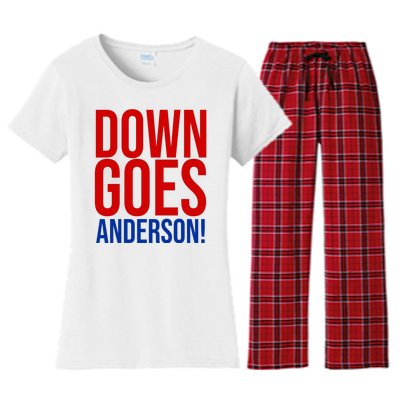 Down Goes Anderson Cleveland Vs Chicago Fight Baseball Women's Flannel Pajama Set