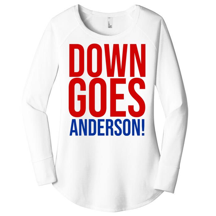 Down Goes Anderson Cleveland Vs Chicago Fight Baseball Women's Perfect Tri Tunic Long Sleeve Shirt