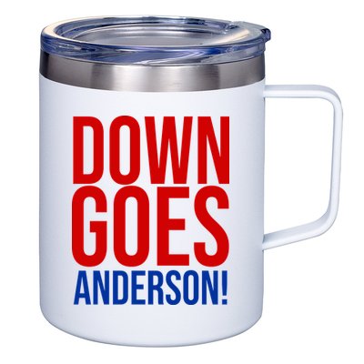 Down Goes Anderson Cleveland Vs Chicago Fight Baseball 12oz Stainless Steel Coffee Mug