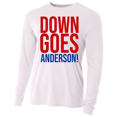 Down Goes Anderson Cleveland Vs Chicago Fight Baseball Cooling Performance Long Sleeve Crew