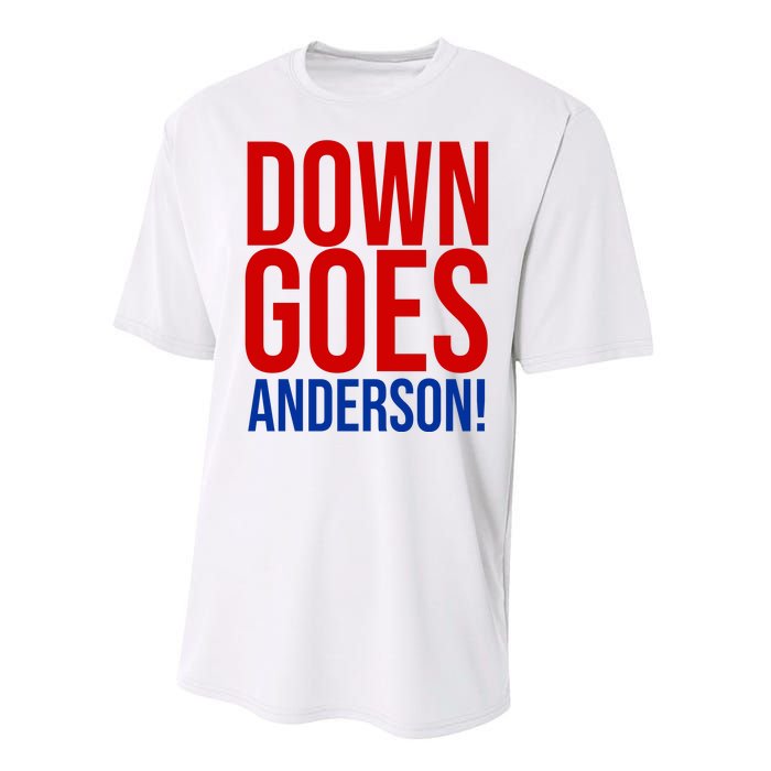 Down Goes Anderson Cleveland Vs Chicago Fight Baseball Performance Sprint T-Shirt