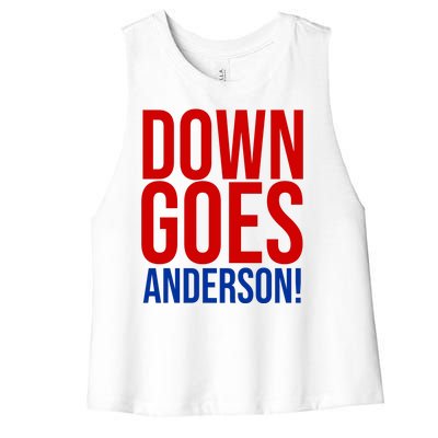 Down Goes Anderson Cleveland Vs Chicago Fight Baseball Women's Racerback Cropped Tank