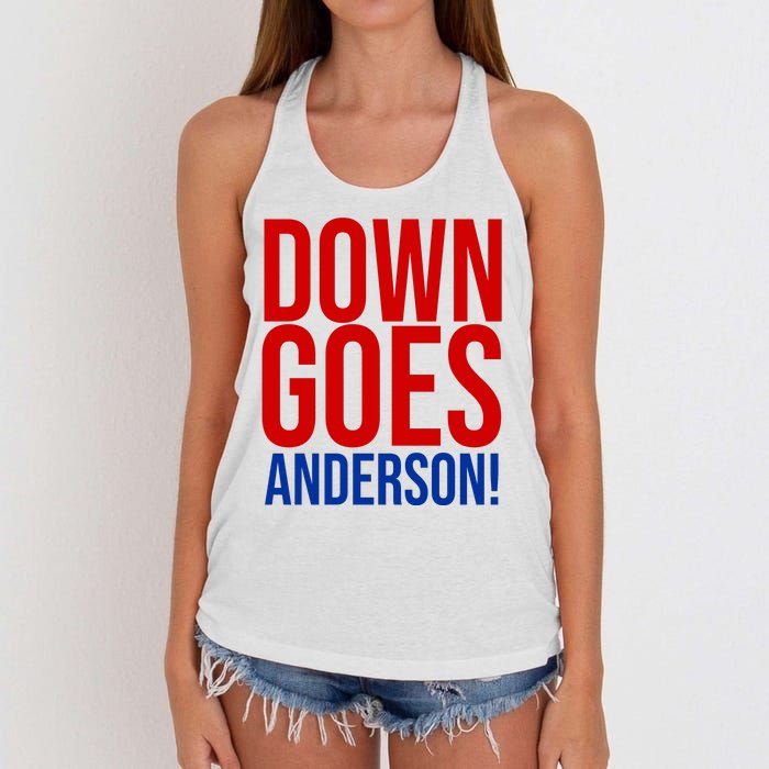 Down Goes Anderson Cleveland Vs Chicago Fight Baseball Women's Knotted Racerback Tank