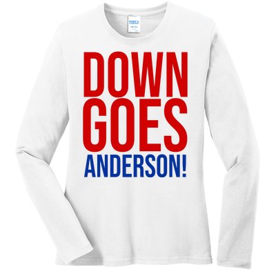 Down Goes Anderson Cleveland Vs Chicago Fight Baseball Ladies Long Sleeve Shirt