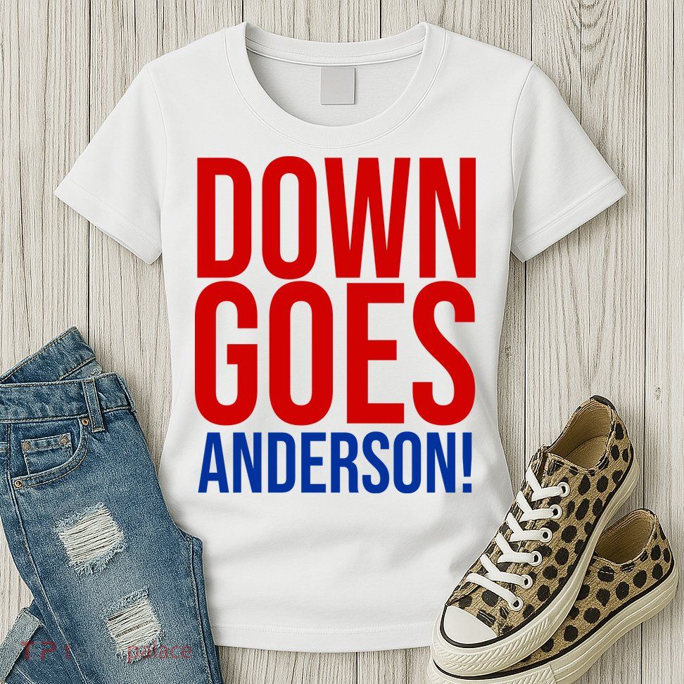 Down Goes Anderson Cleveland Vs Chicago Fight Baseball Womens T-Shirt