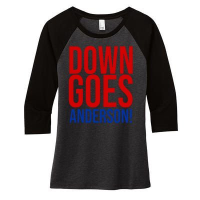 Down Goes Anderson Cleveland Vs Chicago Fight Baseball Women's Tri-Blend 3/4-Sleeve Raglan Shirt