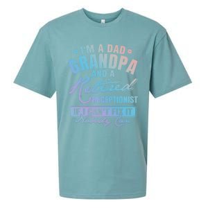 Dad Grandpa And A Retired Receptionist Xmas/father's Day Funny Gift Sueded Cloud Jersey T-Shirt