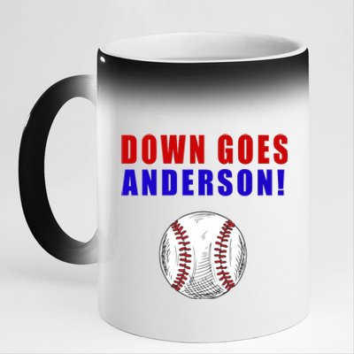 Down Goes Anderson Funny Cleveland Vs Chicago Fight Baseball 11oz Black Color Changing Mug