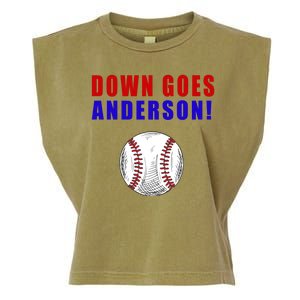 Down Goes Anderson Funny Cleveland Vs Chicago Fight Baseball Garment-Dyed Women's Muscle Tee