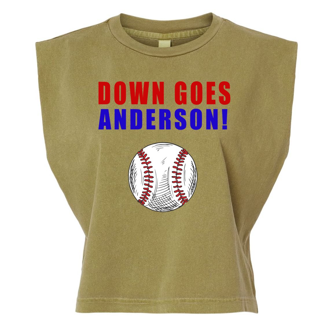 Down Goes Anderson Funny Cleveland Vs Chicago Fight Baseball Garment-Dyed Women's Muscle Tee