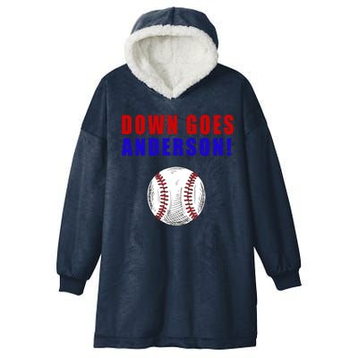 Down Goes Anderson Funny Cleveland Vs Chicago Fight Baseball Hooded Wearable Blanket