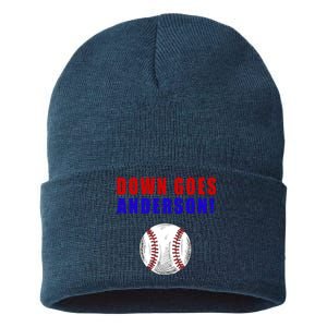 Down Goes Anderson Funny Cleveland Vs Chicago Fight Baseball Sustainable Knit Beanie