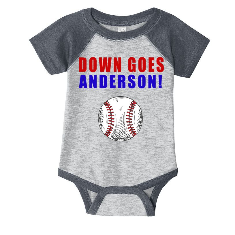 Down Goes Anderson Funny Cleveland Vs Chicago Fight Baseball Infant Baby Jersey Bodysuit