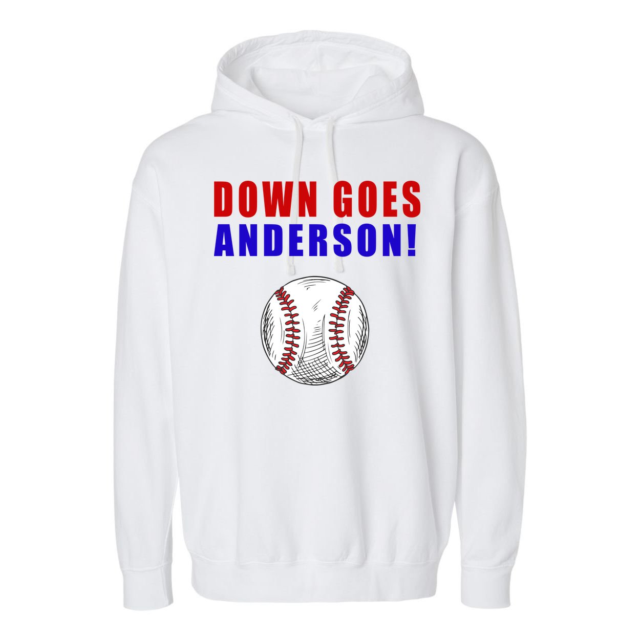 Down Goes Anderson Funny Cleveland Vs Chicago Fight Baseball Garment-Dyed Fleece Hoodie