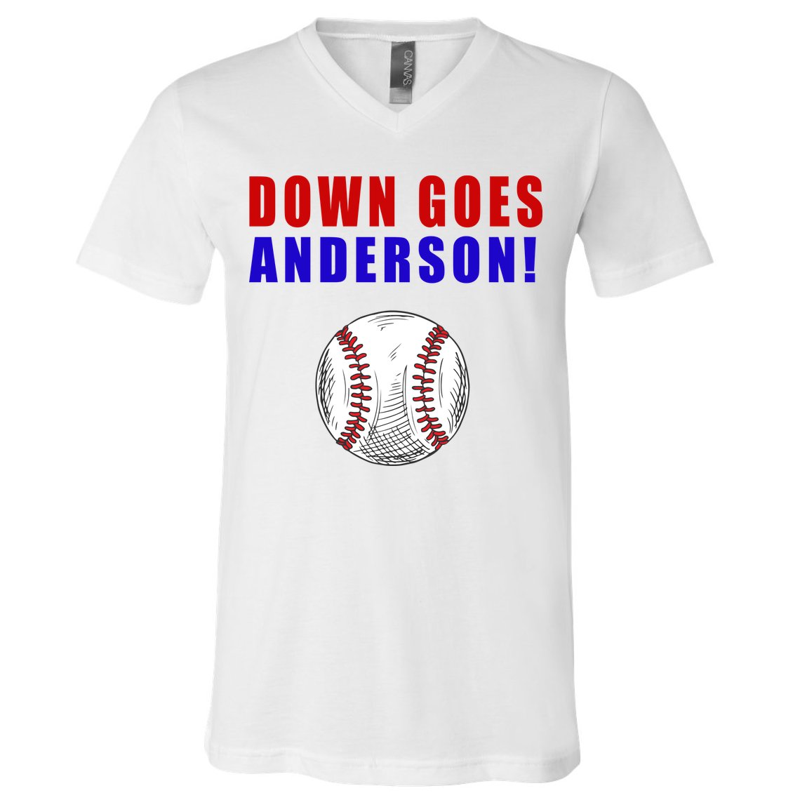Down Goes Anderson Funny Cleveland Vs Chicago Fight Baseball V-Neck T-Shirt
