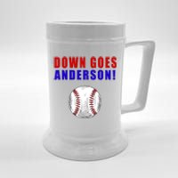 Down Goes Anderson Funny Cleveland Vs Chicago Fight Baseball Beer Stein