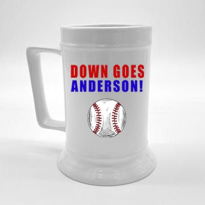 Down Goes Anderson Funny Cleveland Vs Chicago Fight Baseball Beer Stein