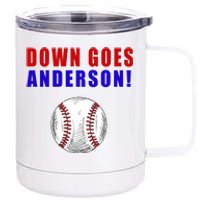 Down Goes Anderson Funny Cleveland Vs Chicago Fight Baseball 12 oz Stainless Steel Tumbler Cup